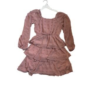 Trixxi Girl Mauve Ruffle Dress Girls Size M Easter Church Wedding Spring Dress